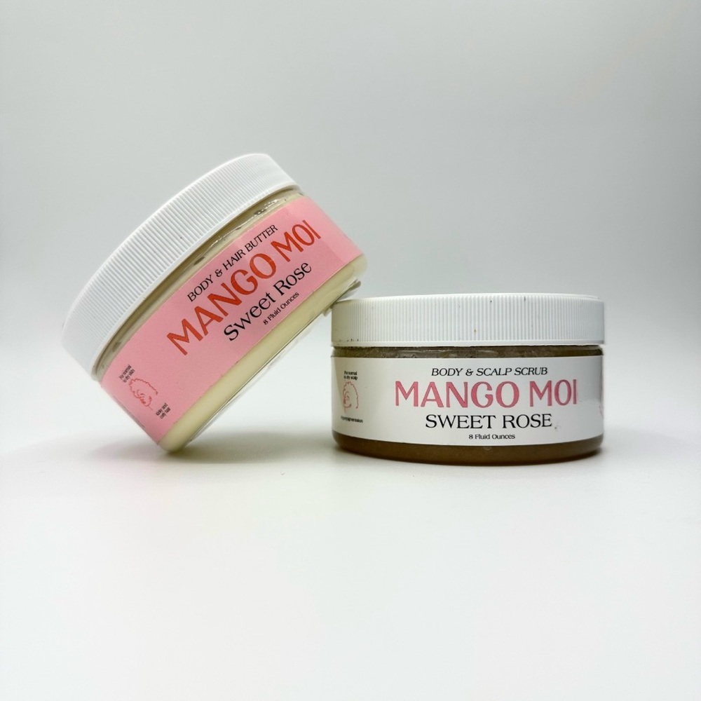 Mango Moi Sweet Rose Body & Hair Butter and Scrub Set